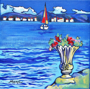 Sur la cote d'azur, vue d'une promenade romantique