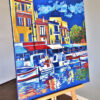 Tableau Le port de Cassis vu de côté sur chevalet