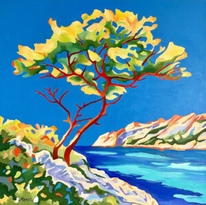 Tableau côté calanque - rivages méditerranéen au printemps