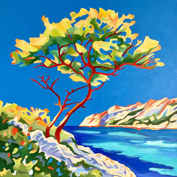 Côté calanque Tableau côté calanque - rivages méditerranéen au printemps