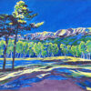 Peinture figurative, massif sainte Baume, bleu et vert, huile sur toile, par Meryl Artiste Peintre