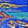 Barques de pêcheurs sur la Côte bleue près de Marseille, acrylique sur toile par Meryl artiste peintre
