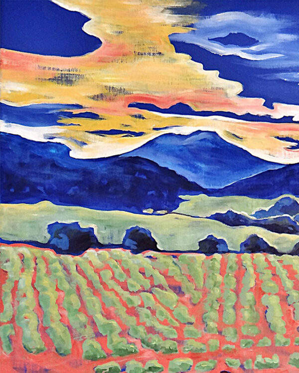 fleurs de valériane sur le chemin face aux vignes de Bandol, par Meryl artiste peintre