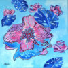 Tableau Coeur de pivoine en rose et bleu - collection jardin