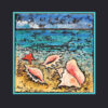 Tableau encadré, acrylique figurative, coquillages sur la plage, par Meryl