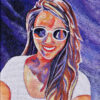 Peinture figurative, Emma, violet et marron, portrait, acrylique sur toile, par Meryl Artiste peintre