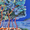 Pins face à mer Méditerranée, peinture contemporaine par Meryl