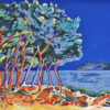 Pins en bord de mer méditerranée, acrylique sur toile par Meryll artiste peintre