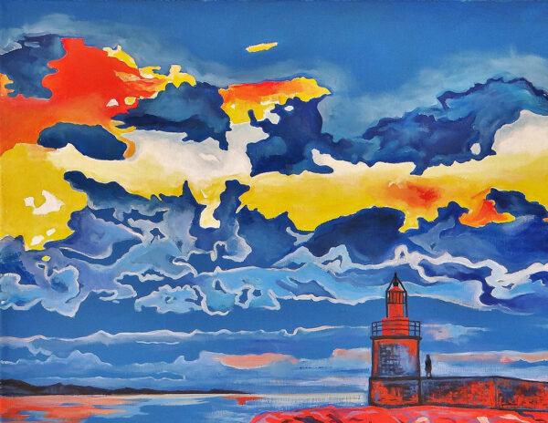 Coucher de soleil exceptionnel sur le phare de Sanary, par Meryl