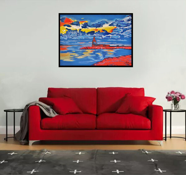 Fantastic sunset mis en situation dans un salon moderne