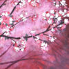 Peinture figurative, floraison des sakura au Japon, détail, tableau par Meryl