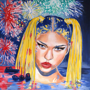 Héloïse Peinture figurative, portrait, multicolore Héloïse, acrylique sur toile, par Meryl Artiste peintre