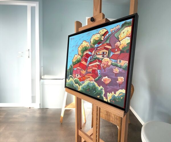 Village en Provence - Vue latérale Paysages de Provence - village perché – vue de côté sur chevalet