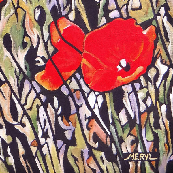 Détail tableau la colline aux coquelicots - flânerie au jardin