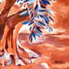 Détail, tronc d'olivier en Provence, peinture contemporaine de Meryl