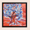 Tableau encadré d'un olivier en Provence, ocre rouge, acrylique sur toile par Meryl artiste peintre