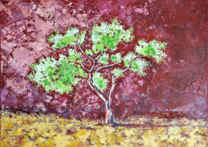 L'arbre de vie Tableau figuratif L'arbre de vie, accacia, vert, prune, acrylique, par Meryl artiste peintre