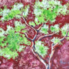 Détail du tableau L'arbre de vie, accacia, vert, prune, acrylique, par Meryl