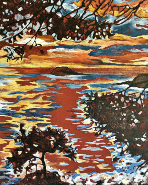 L'île rousse au large de Bandol, peinture figurative de Meryl artiste peintre