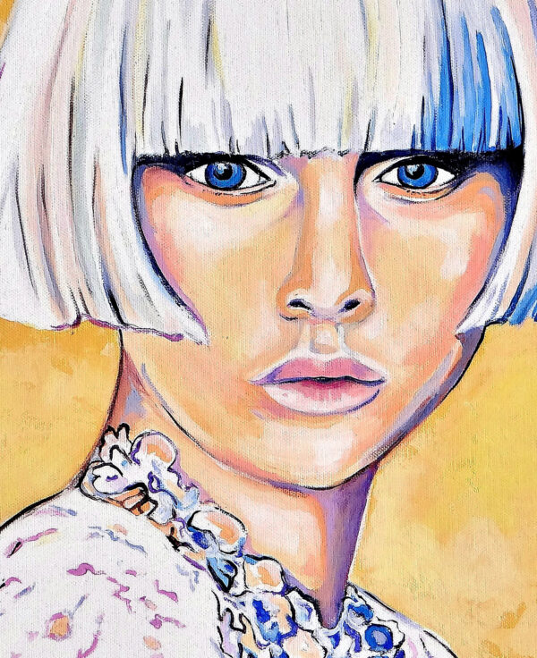 Tableau figuratif de Natalia, collection Portraits, acrylque par Meryl artiste peintre