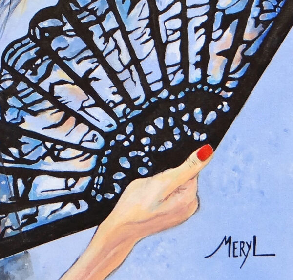 Détail Tableau, éventail danseuse de tango, par Meryl