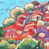 Peinture figurative - village perché en Provence - huile sur toile, par Meryl Artiste Peintre
