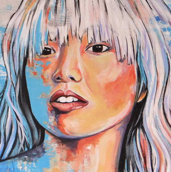 Portrait à la peinture de Yoko, belle asiatique, acrylique par Meryl