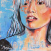 Portrait à la peinture de Yoko, belle asiatique, détail d'une acrylique par Meryl