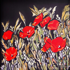 la colline aux coquelicots - rouge et noir - collection jardin