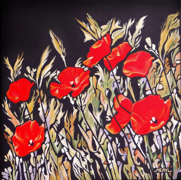 la colline aux coquelicots - rouge et noir - collection jardin