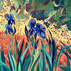 Iris bleus au jardin