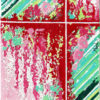 Tableau semi abstrait, glycine sylisée, rose, vert, peinture acrylique par Meryl artiste peintre