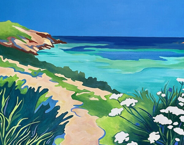 Détail peinture Méditerranée Printemps sur l'île des Embiez – gros plan sentier
