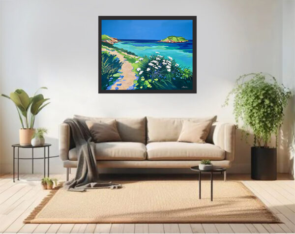 Le printemps sur l'Ile des Embiez - Tableau accroché dans un salon moderne
