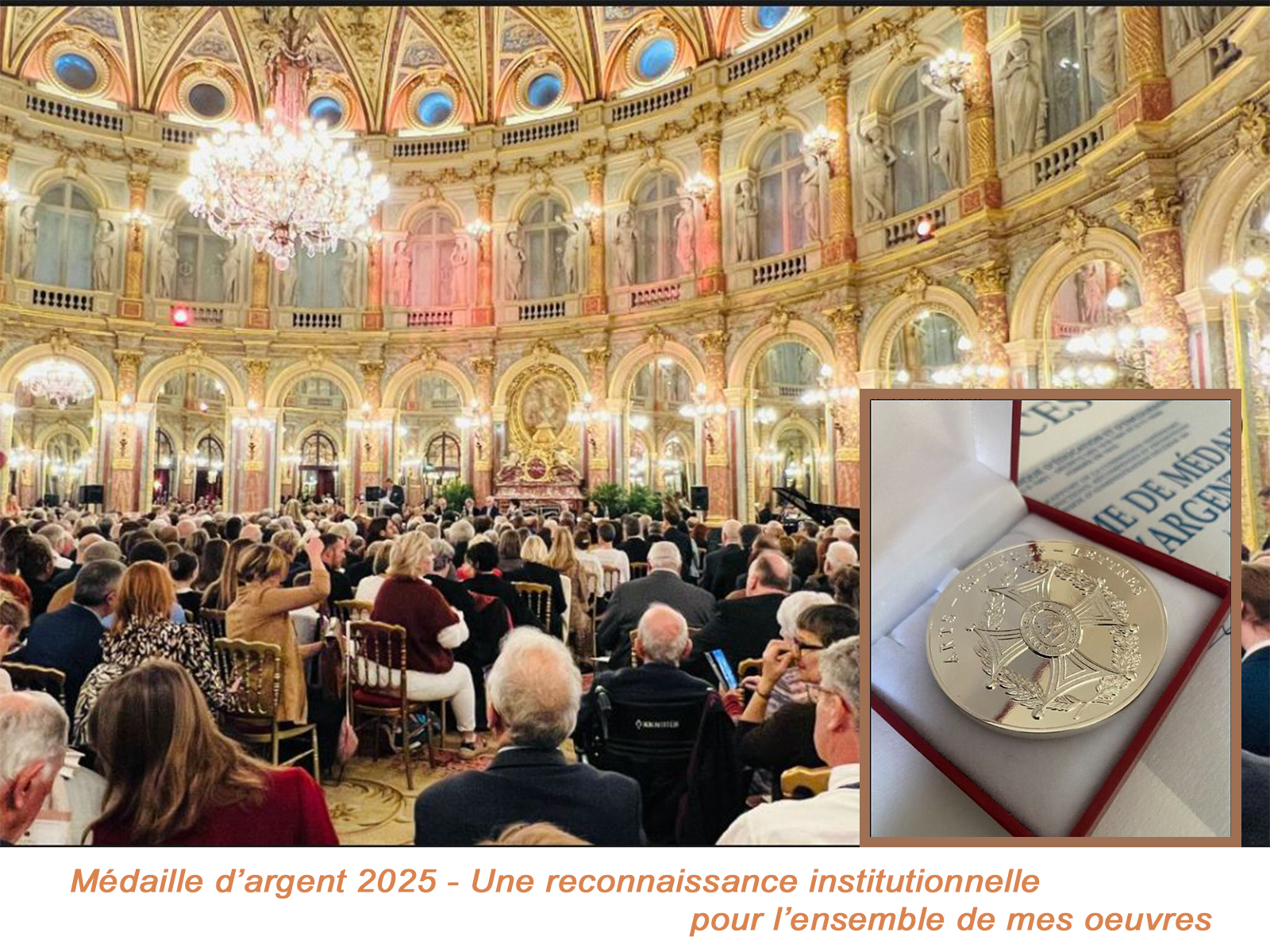 Attribution de la médaille d'argent 2025 Arts Sciences Lettres à Paris à Meryl Artiste peintre