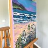 Vue de côté du tableau Les fleurs du grand bleu en Méditerranée - bord de mer par Meryl artiste peintre