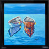 L'instant suspendu - Encadré Peinture encadrée de barques - L'instant suspendu - tableau peint à l'huile, par Meryl