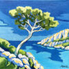 Le pin de Cassis Le Pin de Cassis, peinture originale d'un paysage méditerranéen avec pin, rochers et mer turquoise, par Meryl artiste peintre